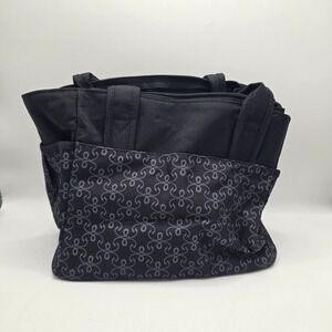 The First Years Diaper Bag Tote Unisex Black Grey Swirl Canvas Travel Organizer